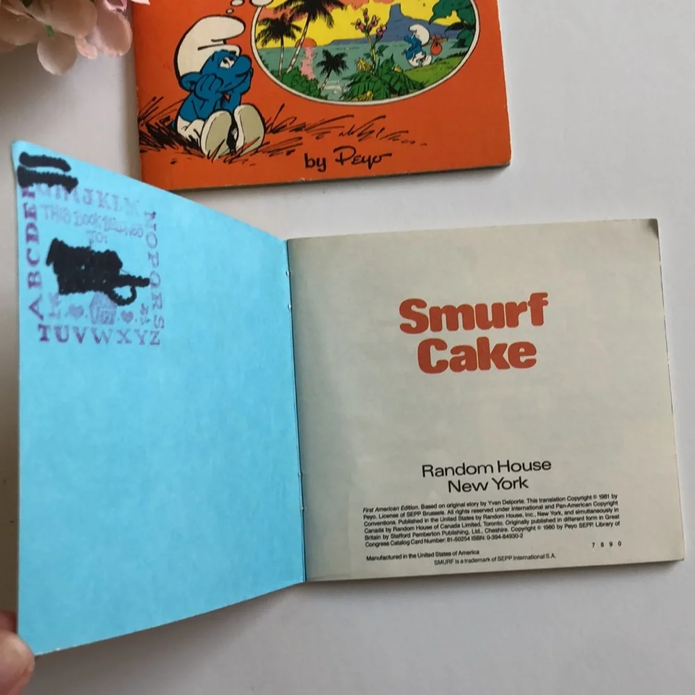 Smurf books 80s Vintage The Wandering Smurf Smurf Cake Book 1980s Vintage SMURFS